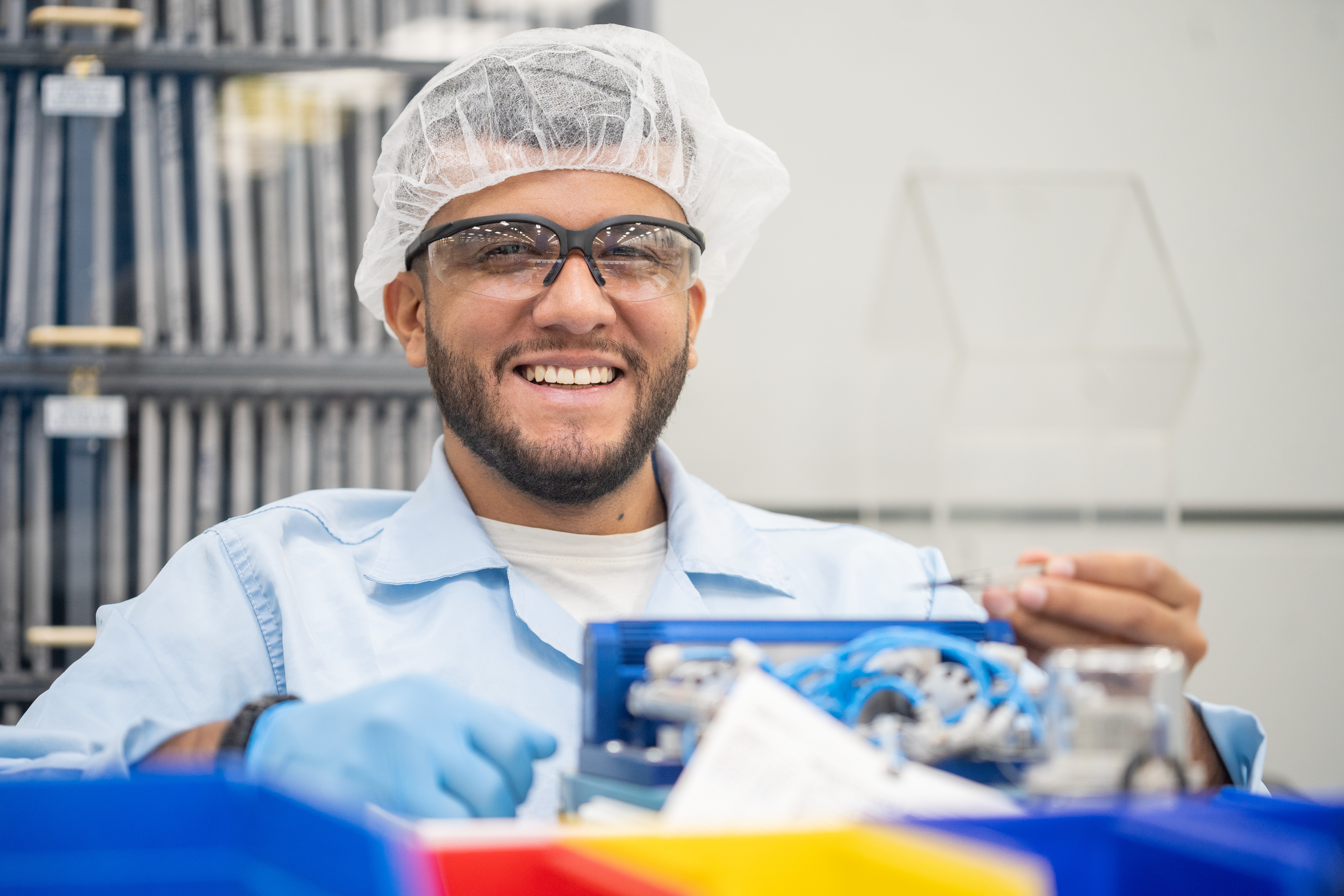 Engineer With Hair Net And Goggles